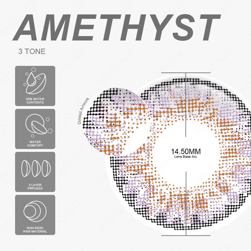 1 par de amatista de 3 tonos de 14,5 mm | 1 año
