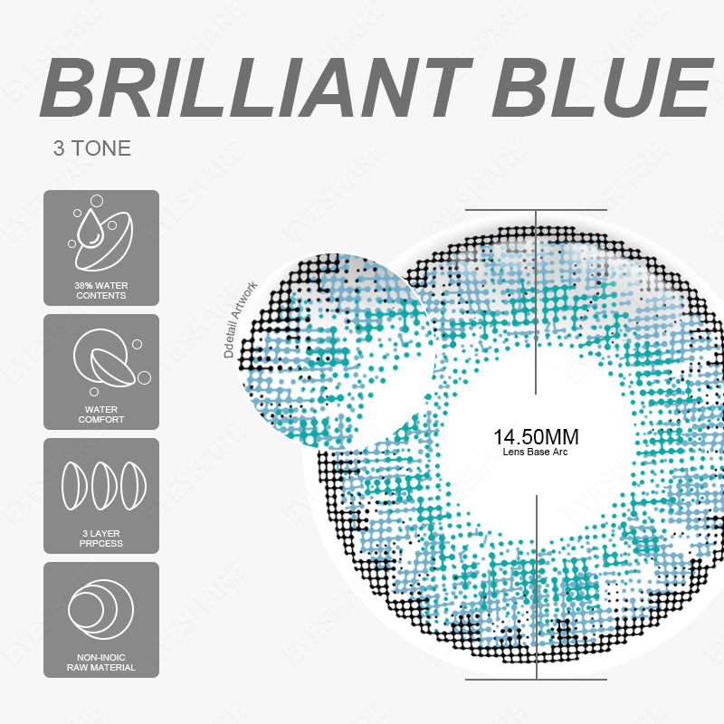 3TONE Brilliant-Blue 14,5 mm 1 par | 1 año