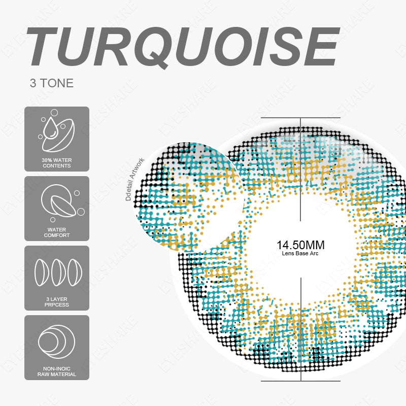 3TONE Turquesa 14,5 mm 1 par | 1 año