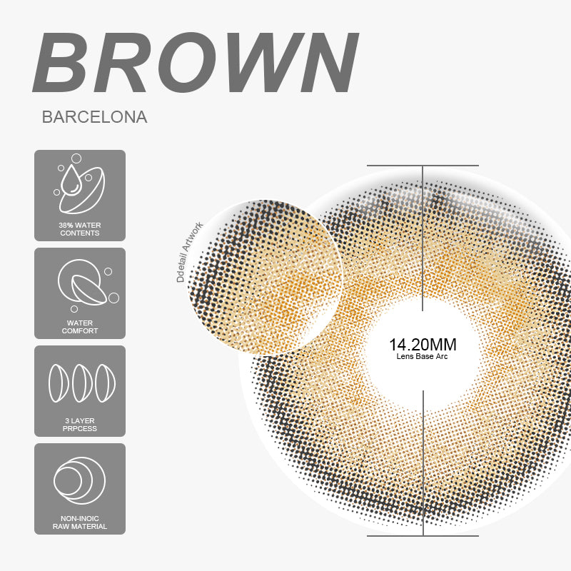 Barcelona Brown 14,2 mm 1 par | 1 año