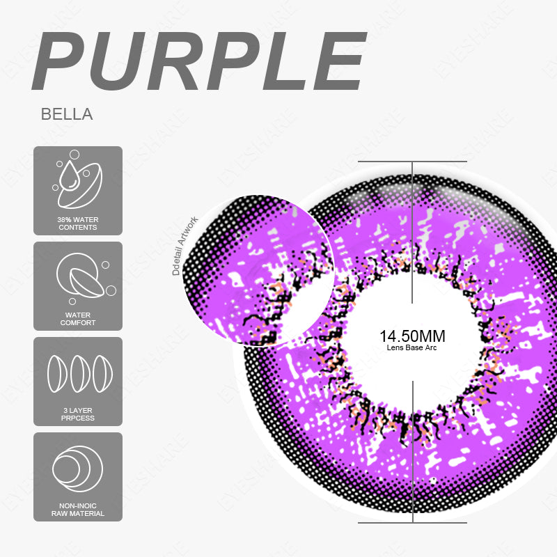 Cosplay Bella Purple 14,5 mm 1 par | 1 año