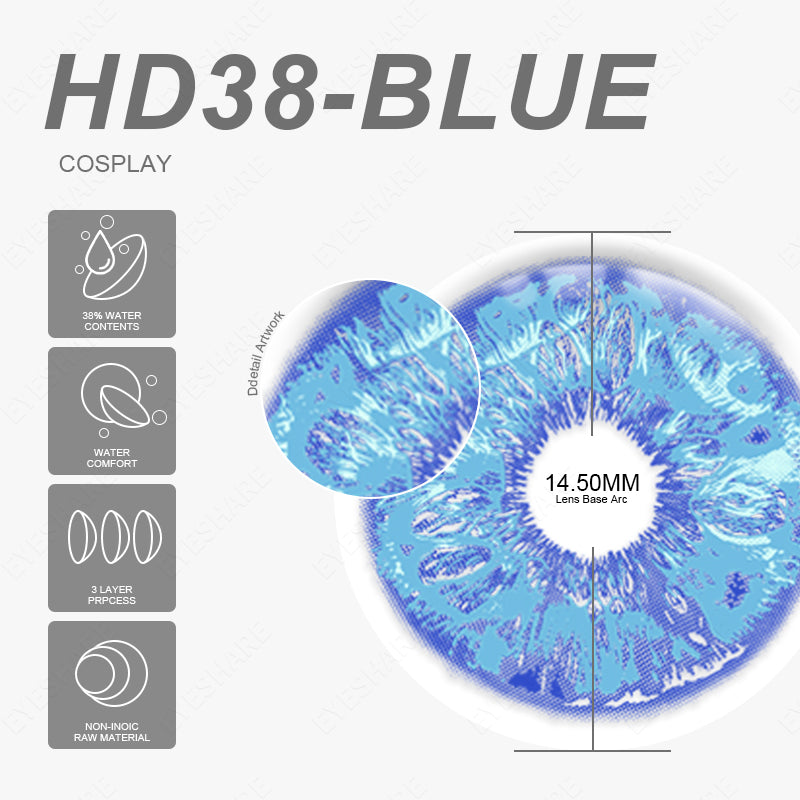 Cosplay HD38 Azul 14,5 mm 1 par | 1 año