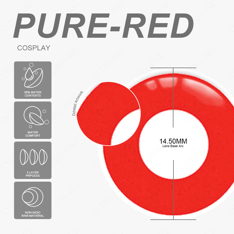 Cosplay Pure Red 14,5 mm 1 par | 1 año