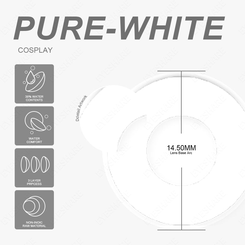 Cosplay Pure White 14,5 mm 1 par | 1 año