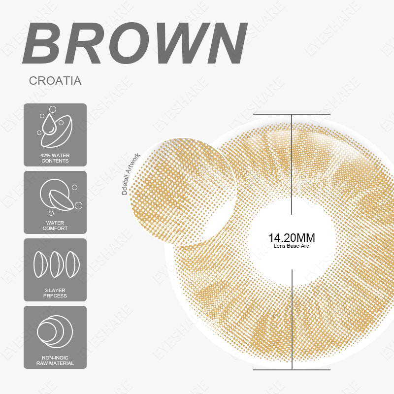 Marrón croata, 1 día de uso, 14,2 mm, 10 piezas = 5 pares