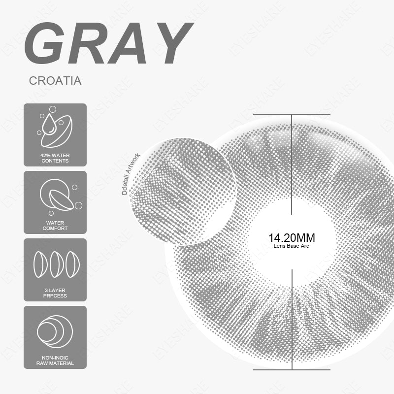 Croatia Gray 1 Day Use I 14.2mm,10 Pcs=5Pair