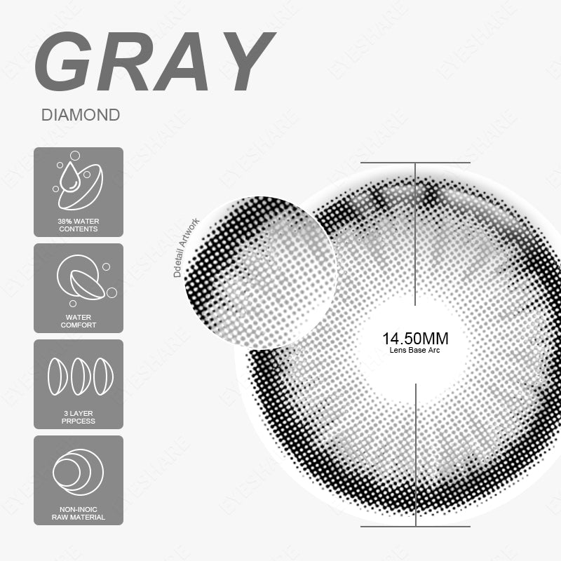 Diamante gris 14,5 mm 1 par | 1 año