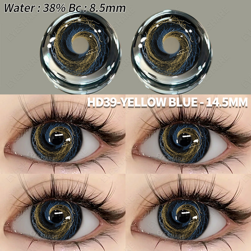 Cosplay HD39 Amarillo Azul 14,5 mm 1 par | 1 año