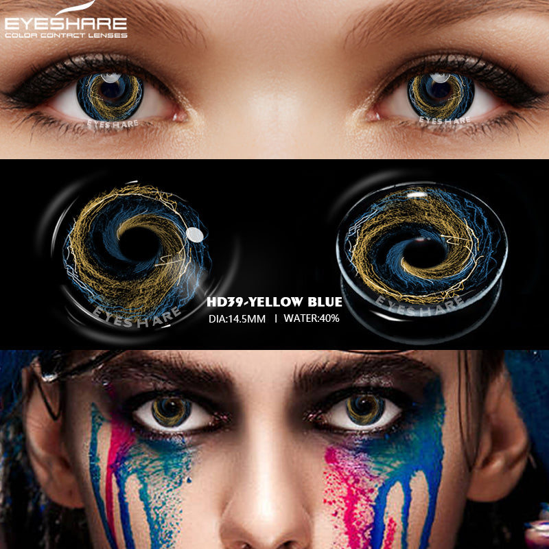 Cosplay HD39 Amarillo Azul 14,5 mm 1 par | 1 año