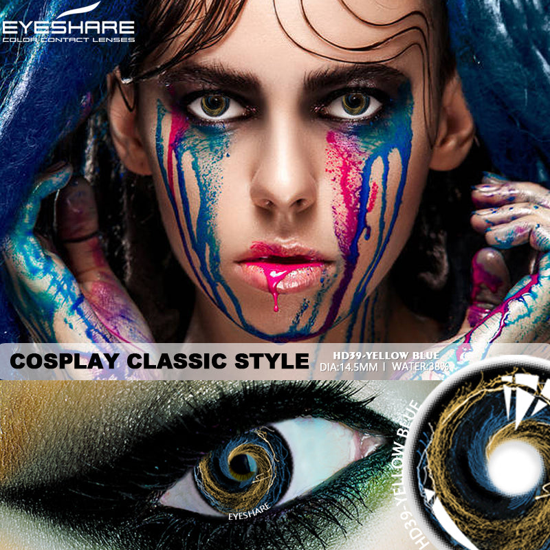 Cosplay HD39 Amarillo Azul 14,5 mm 1 par | 1 año