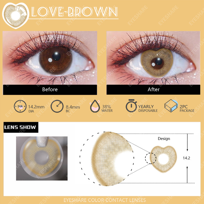 Love Brown 14.2mm 1 Pair | 1 Year