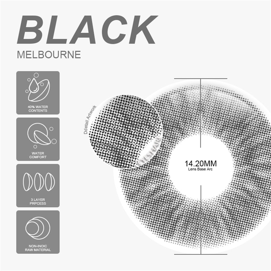 Melbourne Black 14.2mm 1 Pair | 1 Year