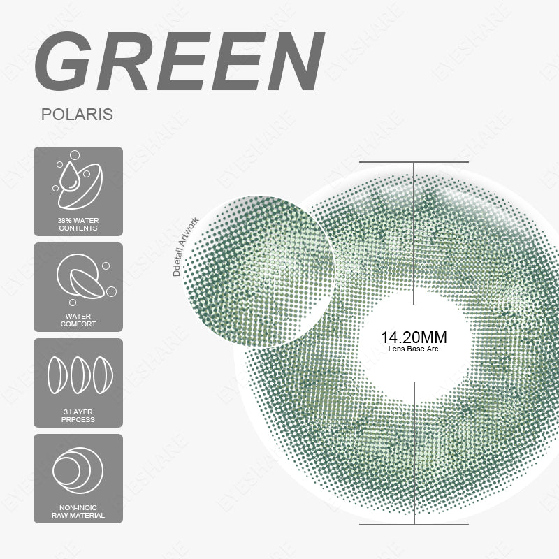 Polaris Green 14,2 mm, 1 par | 1 año