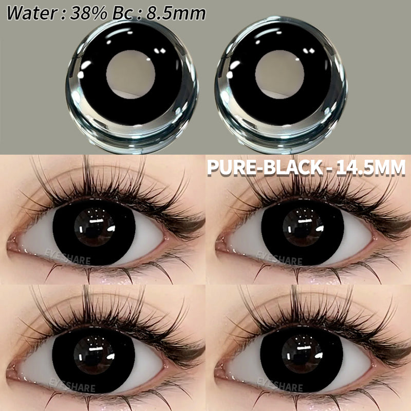 Cosplay Pure Black 14.5mm 1 Pair | 1 Year