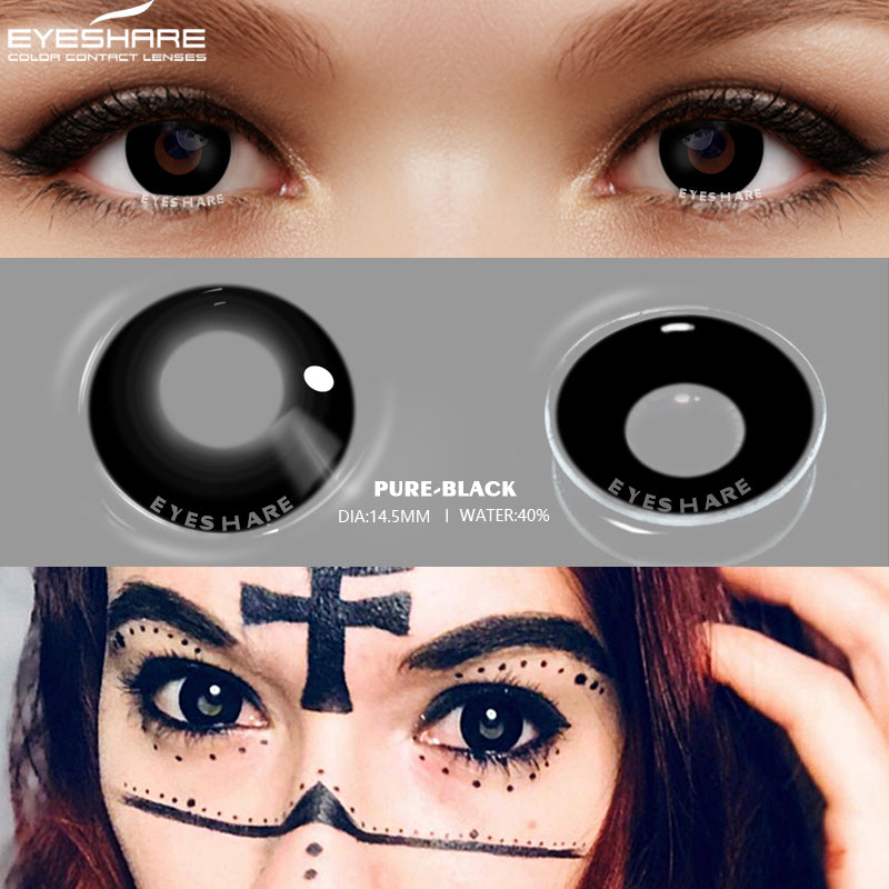 Cosplay Pure Black 14.5mm 1 Pair | 1 Year