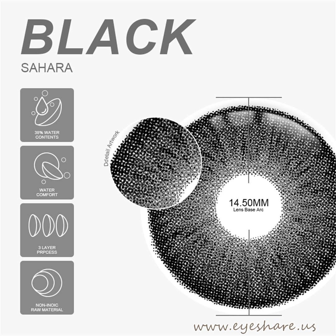 Sahara Black 14.5mm 1 Pair | 1 Year
