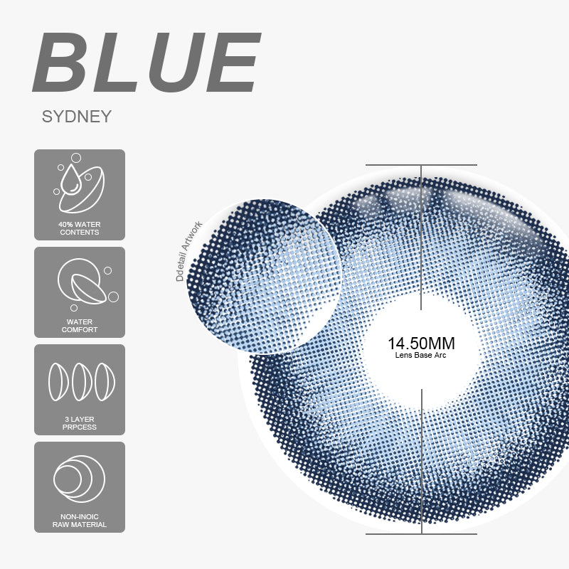 Sydney Blue 14,5 mm, 1 par | 1 año
