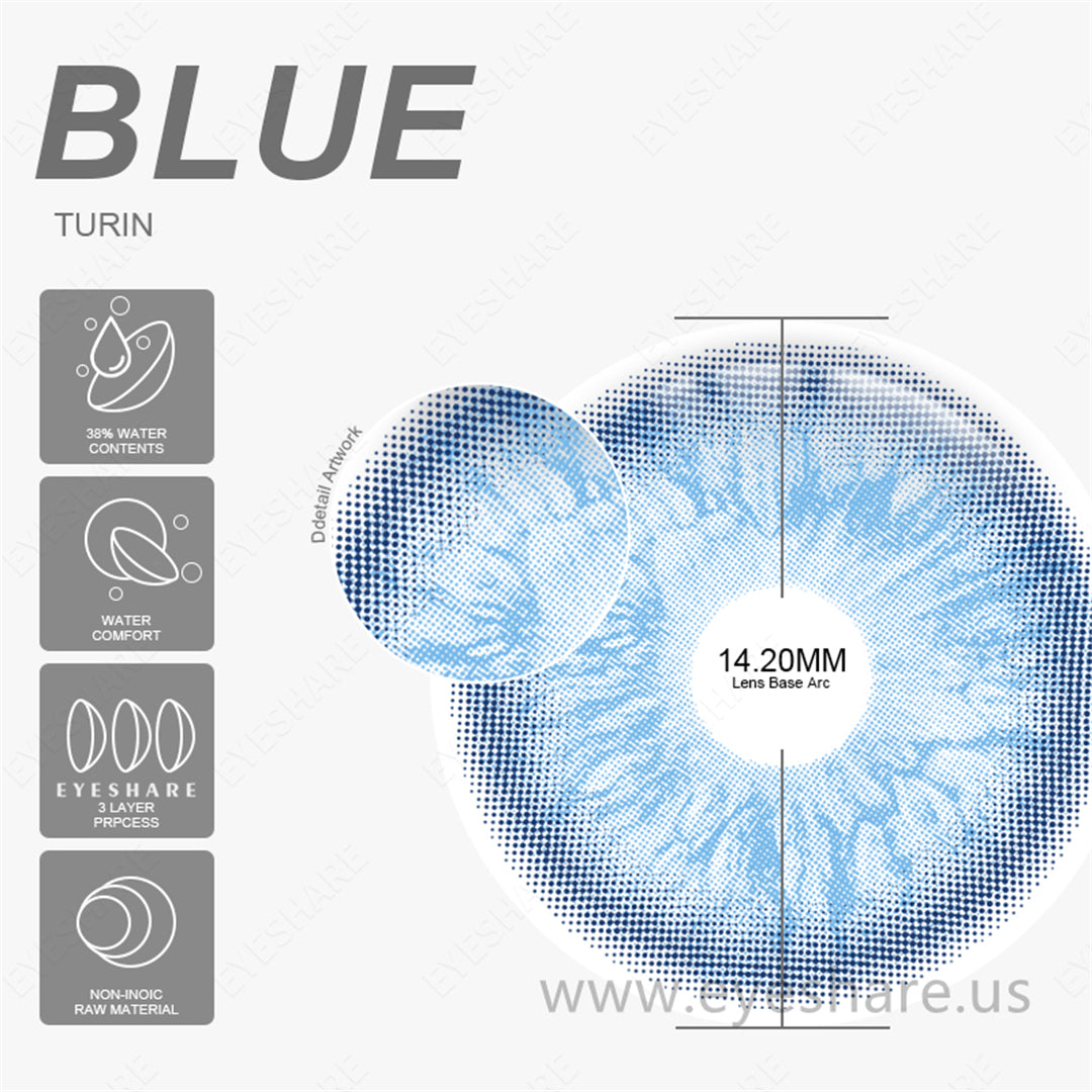 Turín Azul 14,2 mm 1 par | 1 año