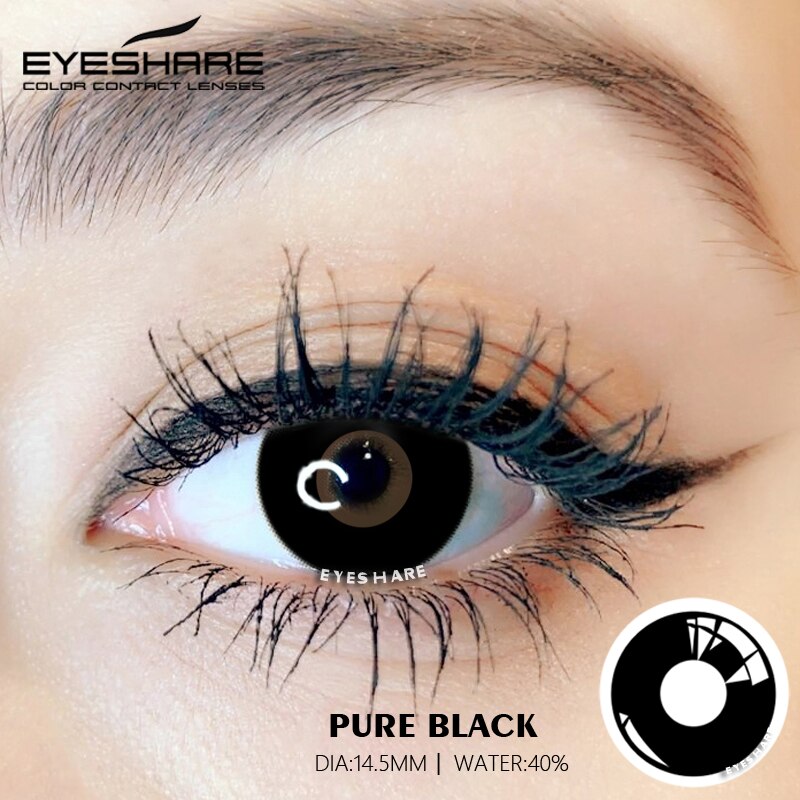 Cosplay Pure Black 14.5mm 1 Pair | 1 Year