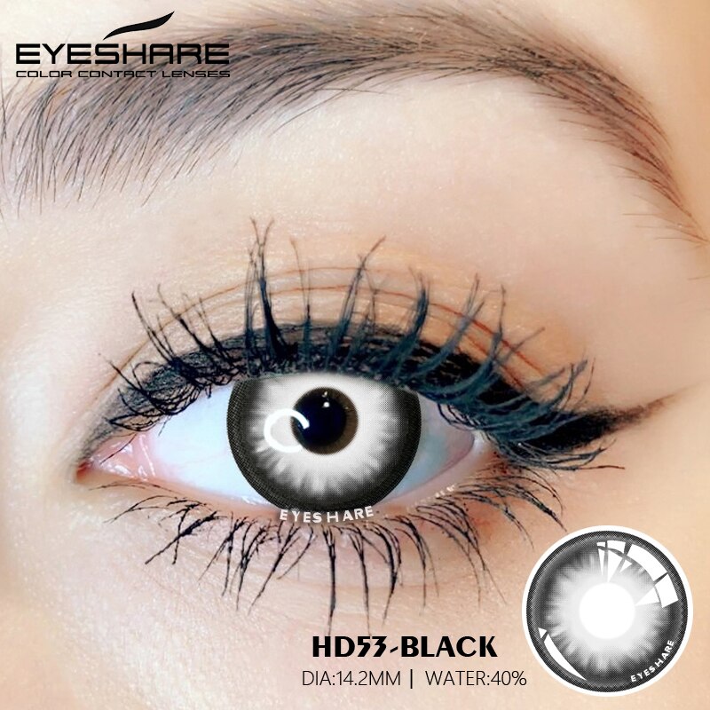 Cosplay HD53 Negro 14,2 mm 1 par | 1 año