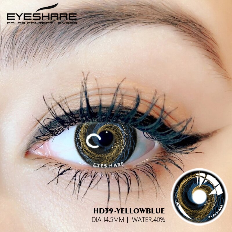 Cosplay HD39 Amarillo Azul 14,5 mm 1 par | 1 año
