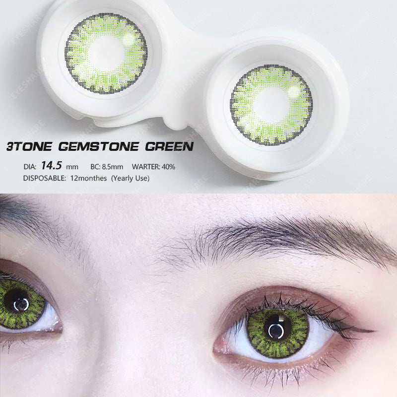 Piedra preciosa de 3 tonos, verde, 14,5 mm, 1 par | 1 año