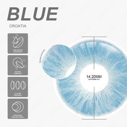 Azul Croacia, 1 día de uso, 14,2 mm, 10 piezas = 5 pares