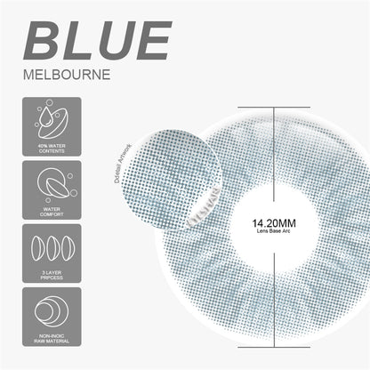 Melbourne Blue 14.2mm 1 Pair | 1 Year