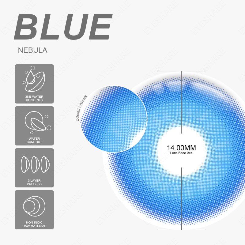 Cosplay Nebula BLUE 14.0mm 1 Pair | 1 Year