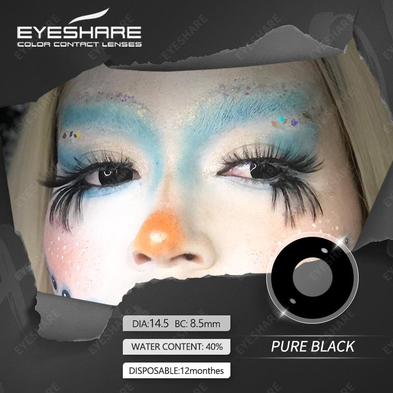 Cosplay Pure Black 14.5mm 1 Pair | 1 Year